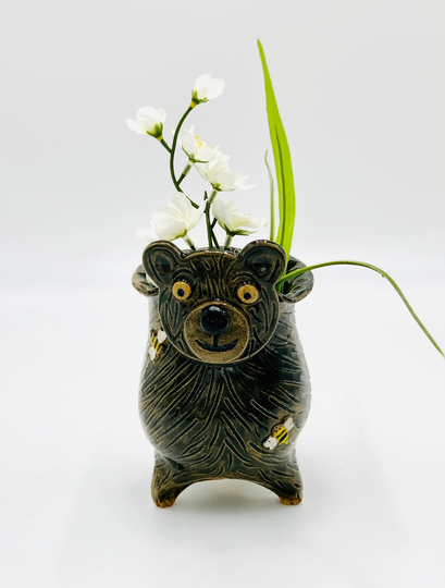 Bear Vase Of Ceramic Or Pottery For Flowers Succulents Made Speckle Clay
