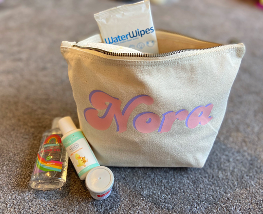 Personalised Two Tone Zip Up Pouch Nappy Bag Change Accessory