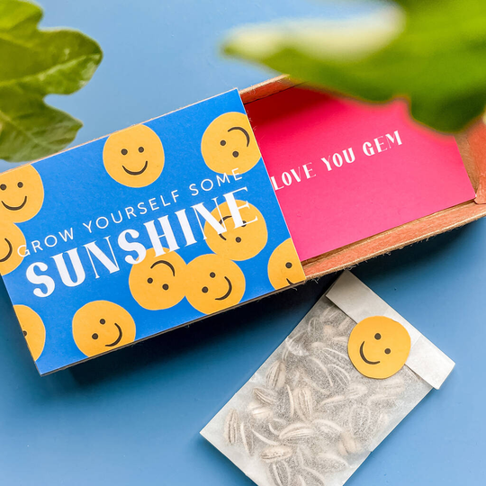'Grow Yourself Some Sunshine' Sunflower Seeds Matchbox