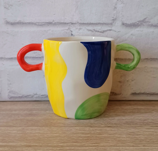 Multicoloured Glazed Stoneware Abstract Painters Stone Artist Glaze Planters Flower Planter Holder Home Decoration Decor Paint Brush