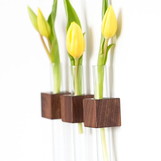 Wooden Flower Vase, Propagation Station, Plant Lover Gifts, Test Tube Magnetic Planters, Modern Kitchen Decor, Planters For Flowers