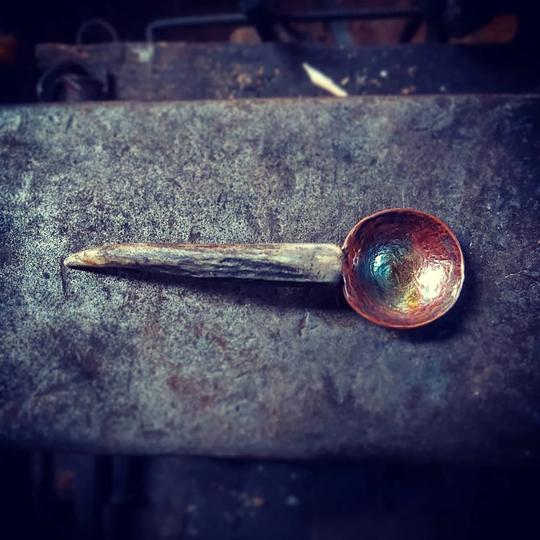 Hand Made Alter Spoon, Copper & Antler Pagan Herb Tea Spoon