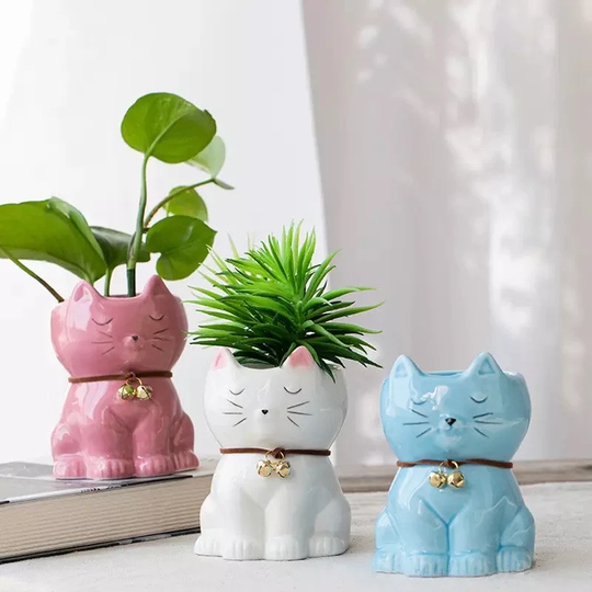Cat Planter, Plant Pot, Animal Pot For Succulents Plants, Flower Ornament, Pen
