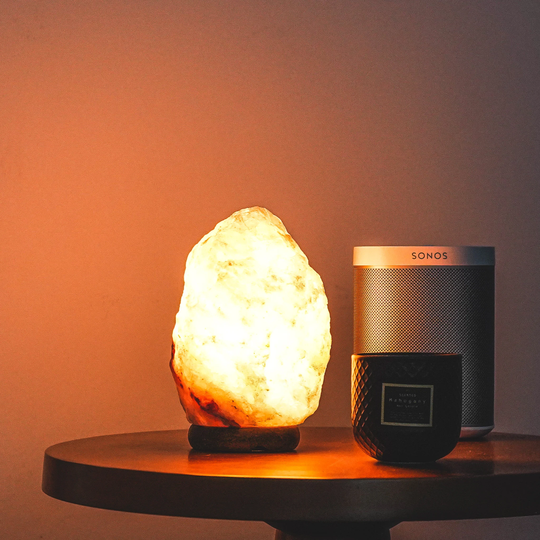 Himalayan Salt Lamp With Dimmer Switch - Uniquely Handcrafted Wooden Base