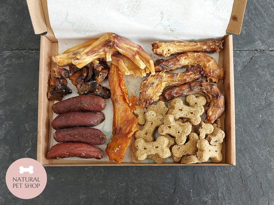Dog Treats - Chicken Necks, Duck Feet, Wings, Heart, Sausage, Natural | Letterbox