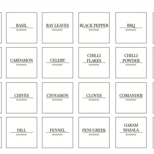 Spice Jars Herbs & Labels Minimalist White For Waterproof Rack 48