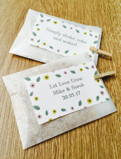 10 X Handmade Personalised Wedding Seed Packets With Wildflower Seeds, Packet Favour, Favour