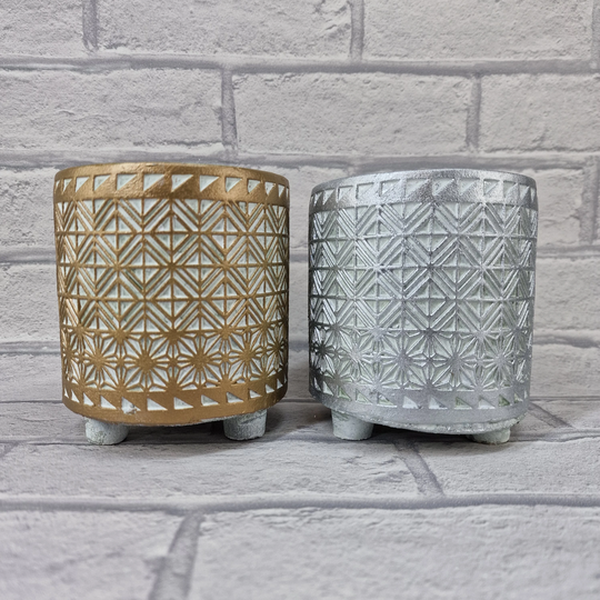 Rustic Geometric Footed Planters