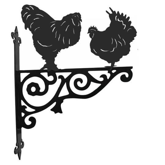 Poultry Ornamental Hanging Bracket - Contemporary Basket Wall Mounted Decorative Garden Black