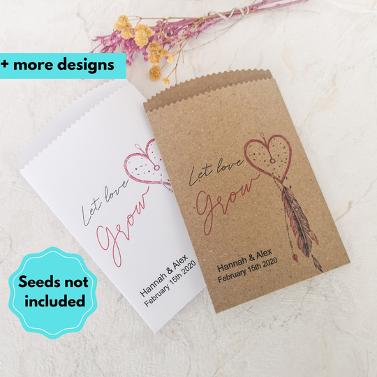 Custom Seed Packets For Wedding Favor, Boho Favors Guests, Pack Of 20