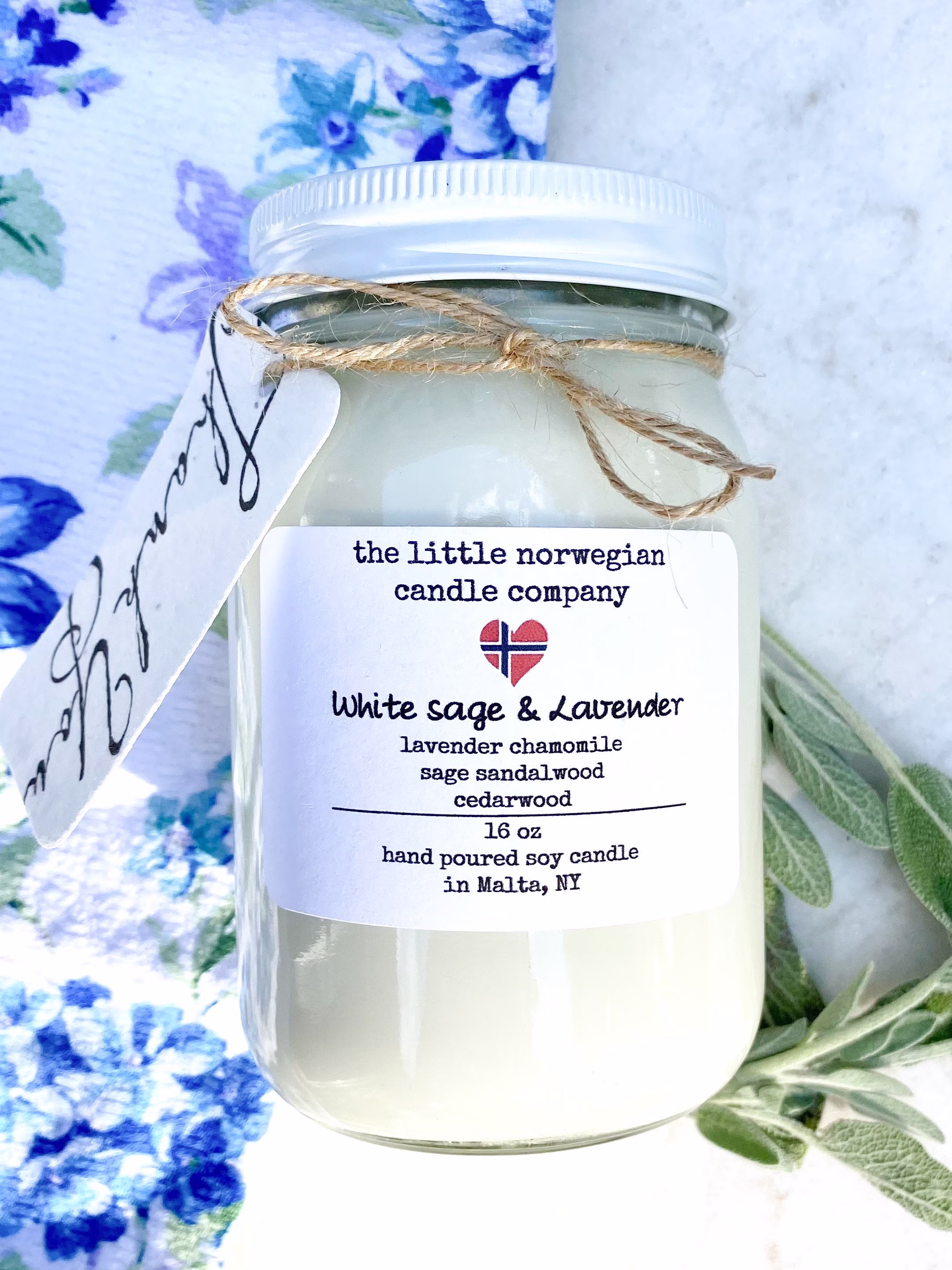 White Sage & Lavender, Spa Scented Soy Candle, Sage Lavender Aromatherapy Scented