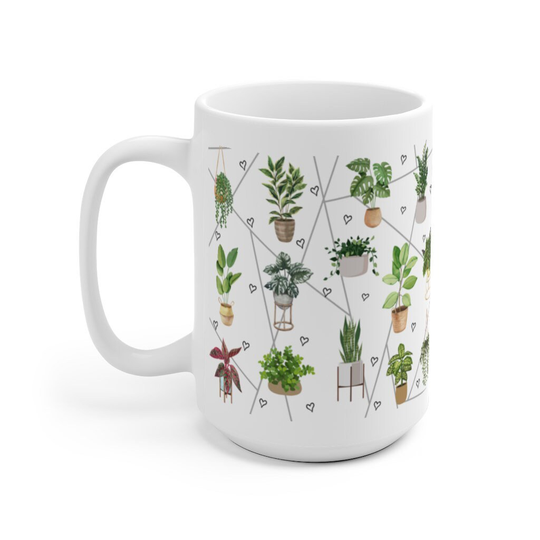 Indoor Plants Tea & Coffee Ceramic Mug, Microwave & Dishwasher Safe, Potted Theme 11Oz & 15Oz