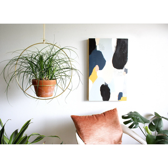 Handmade in La Brass Plant Hanger, Round Metal Modern Hanging Planter, Mid Century Holder, Minimalist Boho Home