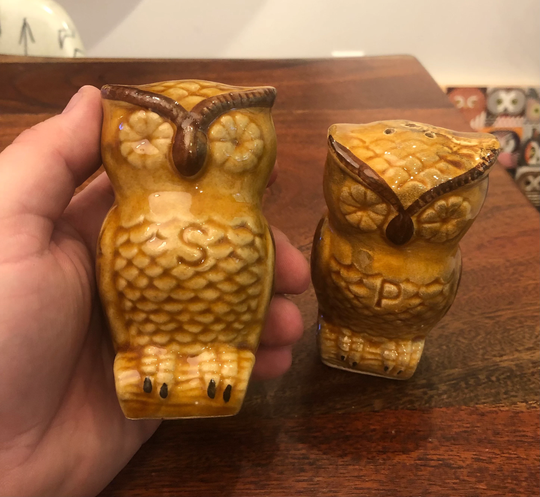 Sale Set Of 2 Vintage 1970's Owl Ceramic Salt & Pepper Shakers - & Decor