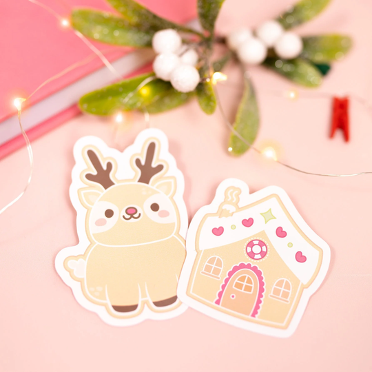 Cute Gingerbread Christmas Die Cut Stickers Pack | Kawaii Seasonal Japanese Laptop Sticker
