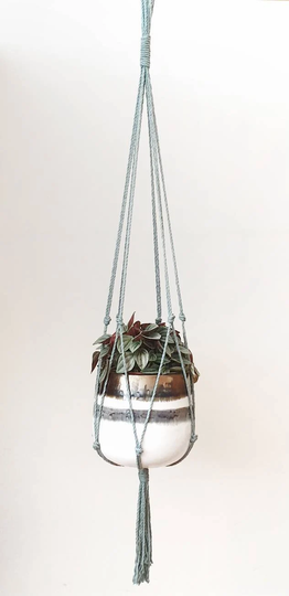 Modern Macrame Plant Hanger | Teal Rope Planter Simple Hanging Holder Boho Decor New Home Gift