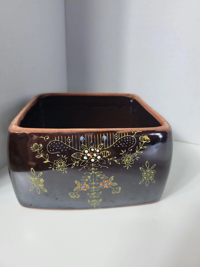 Redware Square Pottery Planter