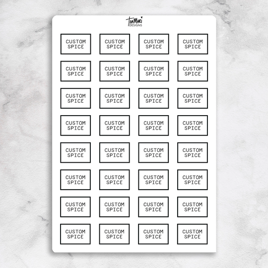 Custom Minimalist Spice Jar Labels | Simple & Modern, Black/Foil, Clear/White Stickers One Sheet - 32 Per Waterproof