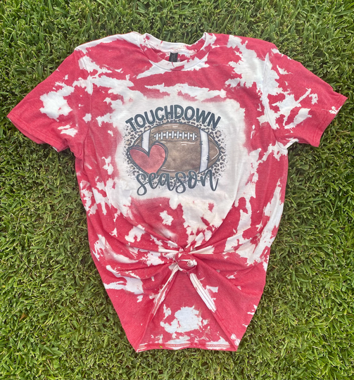 Football Shirts, Touchdown Season, Mom Women's Season Bleached Shirts