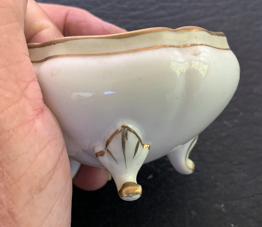 Nippon Hand Painted Three Footed Bowl Floral Gold Edge Well Marked Master Salt Pin Dish Or Tidbit Bowl