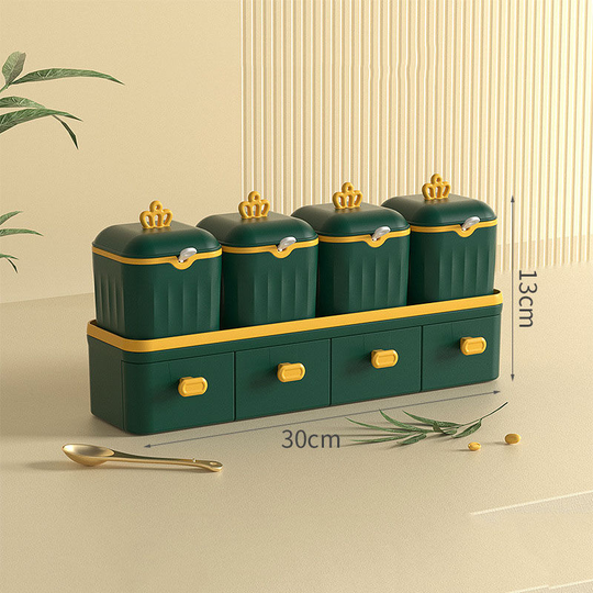 Muff - Seasoning Box, Kitchen Supplies, Household Seasoning Jar, Multi-drawer, Green