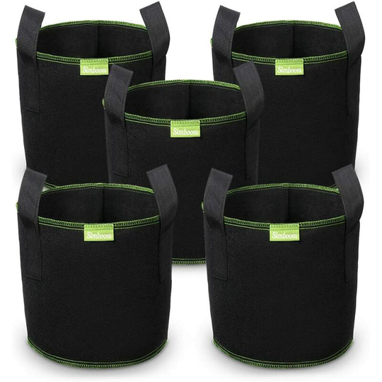 Pack of 5 Potato Grow Bags, Garden Plant Grow Bags Felt Planter Container with Window and Handles, 5 Gallons