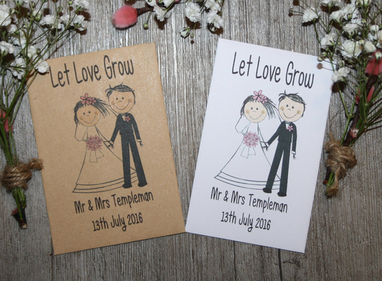Personalised Let Love Grow Wedding Day Party Flower Seed Packets Envelopes Seeds Favours Gift Table Decorations Bride Groom Birds Bees Wed8