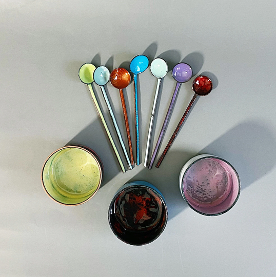 Enamel Spoons, Colourful Condiment Salt & Pepper Spoon, Mustard Spoons