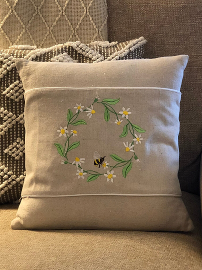 Pillow Wrap-Seasonal Pillow Wrap-Fall Wrap-Canvas Wrap-Fabric Wrap - Embroidered