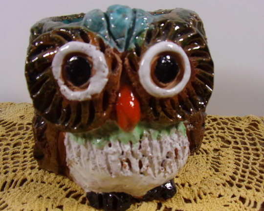 Handmade Owl Pottery Planter/Unique Flower Pot/ Colorful Clay Owl Pot/Closeout