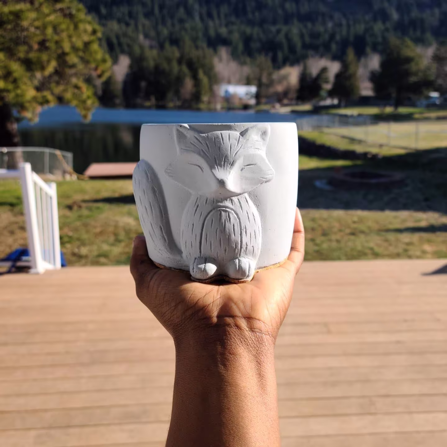 Fox Planter Pot Concrete | Medium 3.5 Inch, Animal-Shaped Vessel, Animal Lover Gift, Unique Room Decor, Decoration