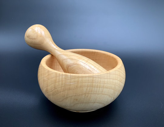 Mortar & Pestle Made Out Of Ash Wood