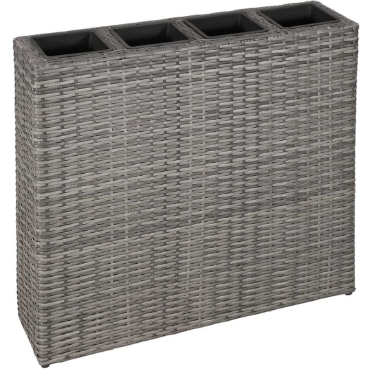 Hommoo - Garden Planter with 4 Pots Poly Rattan Grey VD29558