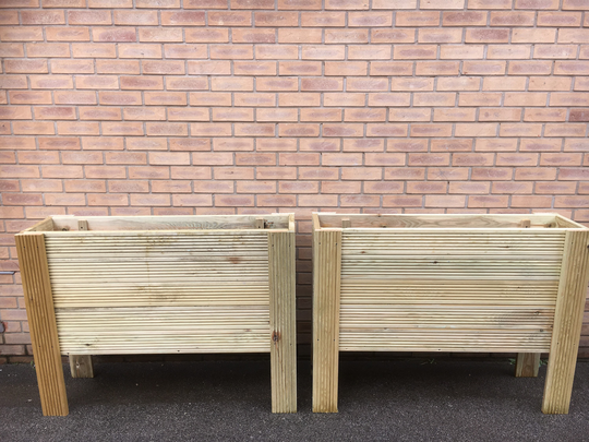 Wooden Raised Garden Planter Pair