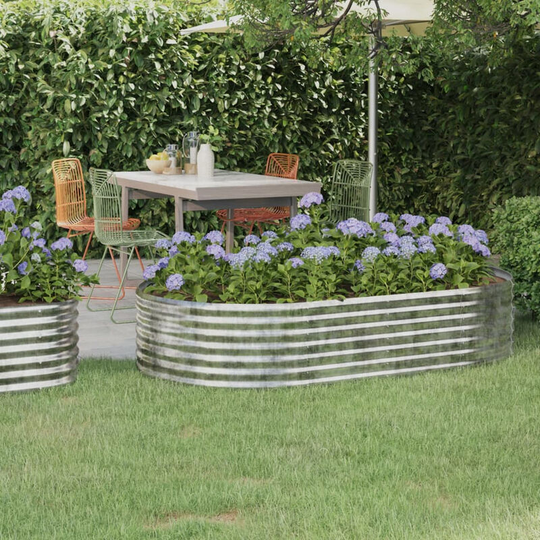 Garden Planter Powder-coated Steel 175x100x36 cm Silver