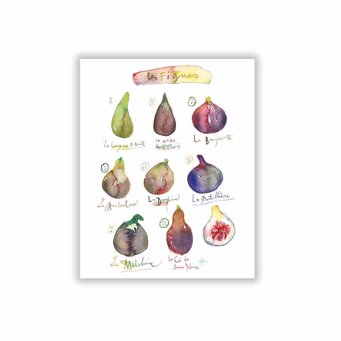 Fig Illustration Print, Seasonal Fruit Poster, Watercolor Painting, Purple Kitchen Wall Art, Food Artwork, Botanical Decor, Vegan Gift, 8x10