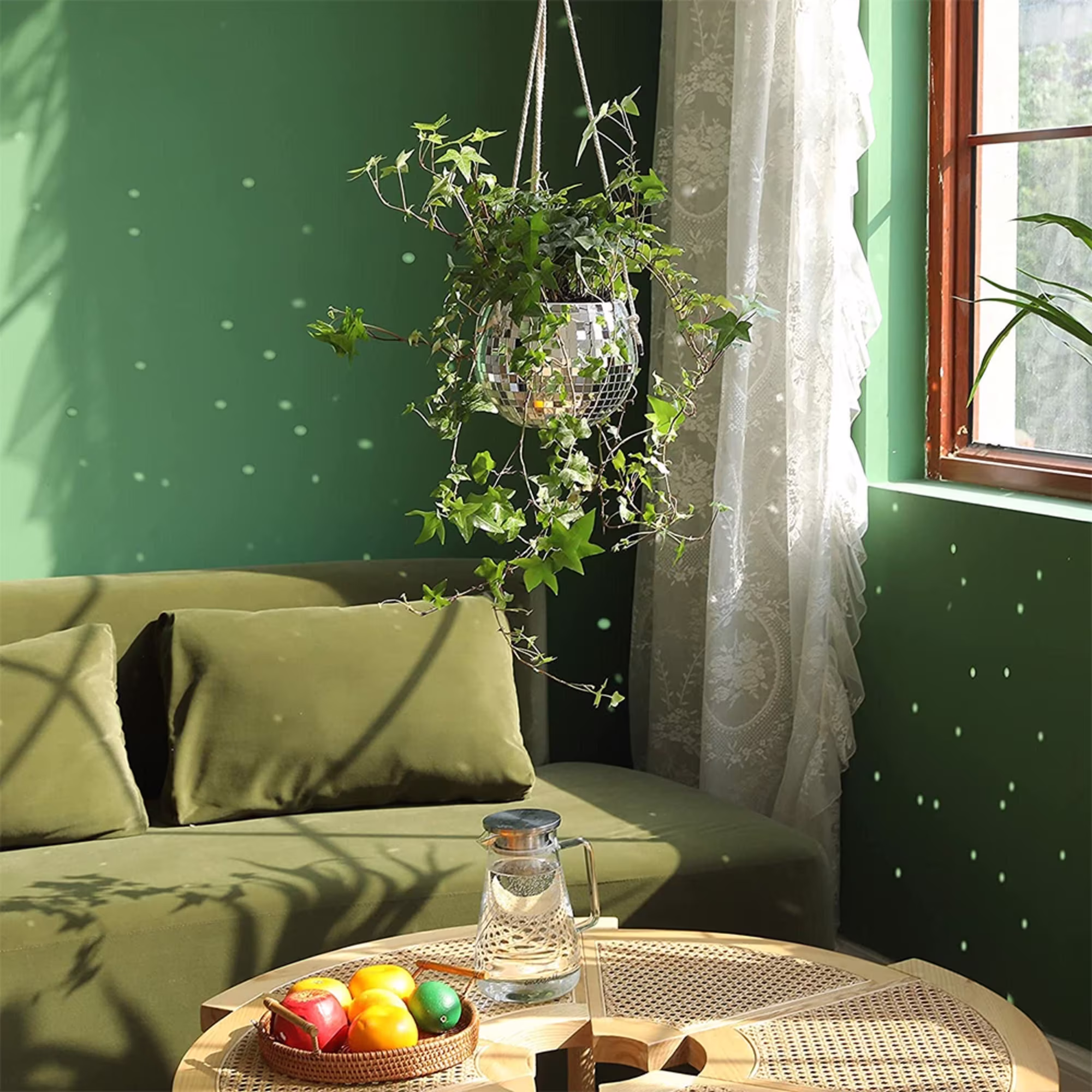 Hanging Disco Ball Planter, Minimalist Indoor Wall Funky Mirror Eclectic Decor, Sun Catcher Home Decor - With & Without Drainage