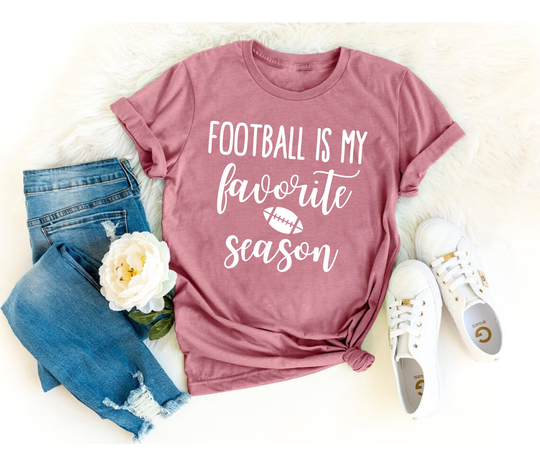 Football Is My Favorite Season Shirt Women's Fall Game Day Cute Mom College