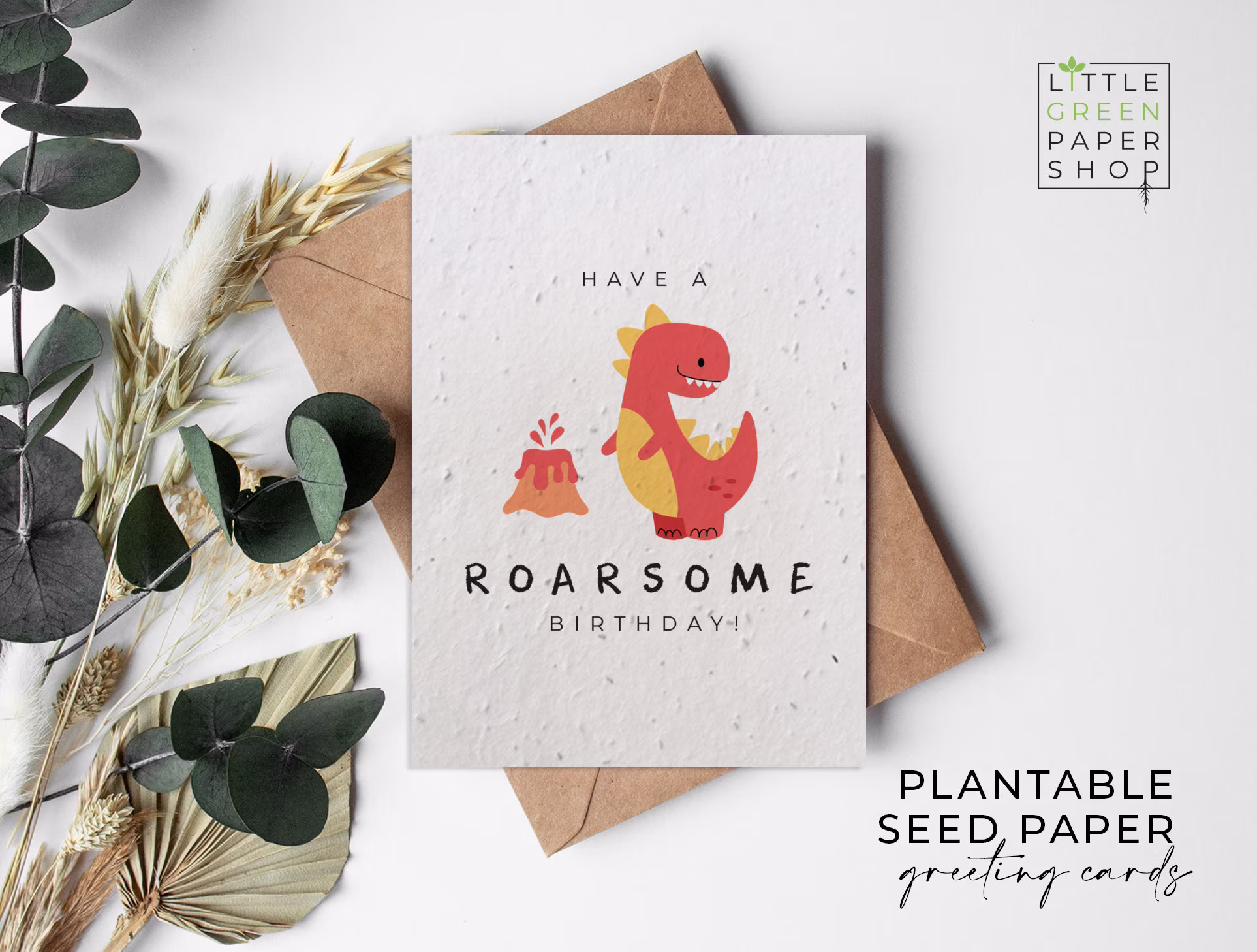 Plantable Flower Seed Paper Cards A6 - Kids, Children, Baby, Dinosaur, Birthday, Friends, Family, Greeting, Eco-Friendly, Biodegradable