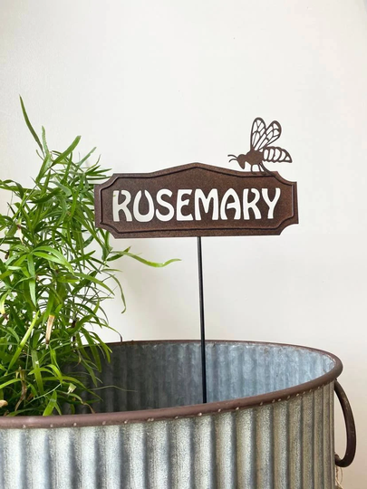 Very Pretty Metal Rosemary Herb Garden Sign Stake