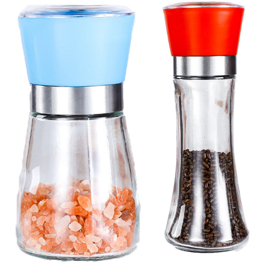 Fvbjd - Salt and Pepper Shakers Adjustable Coarseness Pepper Grinder Mill for Sea Salt Spice Stainless Steel 1pcs blue + 1pcs high red