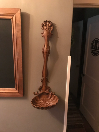 Vintage Cast Iron Metal Sexton Hanging Spoon Bird Bath Or Planter