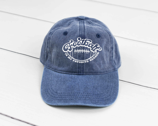 Football Is My Favorite Season Pigment Dyed Unstructured Baseball Cap, Mom, Game, Game Day, Hat, Day Hat