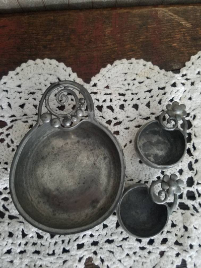 Hammered Pewter Salt Dip Set Nekrasoff