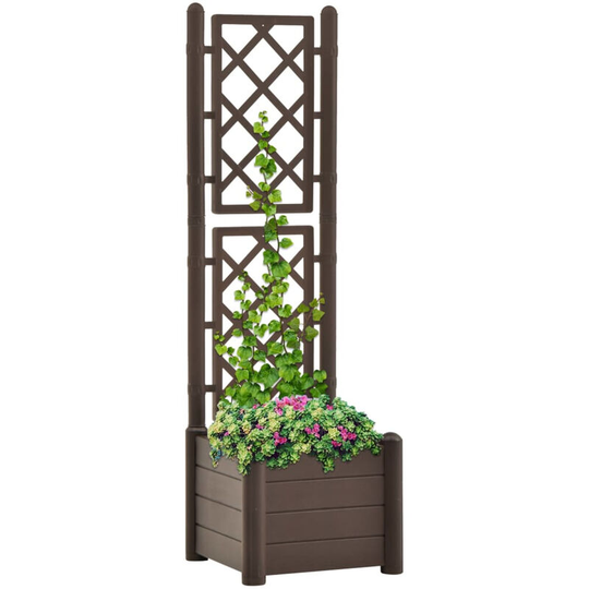 Asupermall - Garden Planter with Trellis 43x43x142 cm pp Mocha