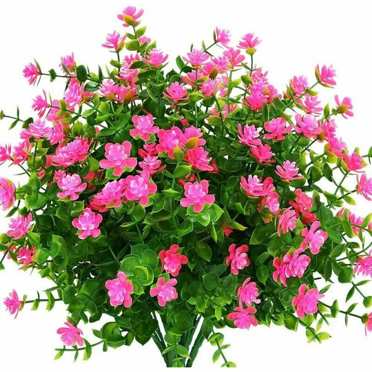Thsinde - Outdoor Artificial Fake Flowers, Green Plastic Art for Indoor Outdoor Hanging Planters Home Office Wedding Farmhouse Decor 12pcs Roses