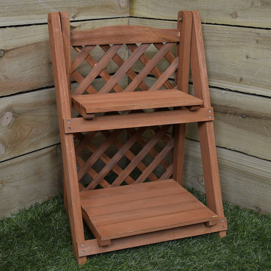 Hamble Distribution - Outdoor Wooden Garden 2 Tier Shelf Display Planter for Garden Plants Flowers Herbs