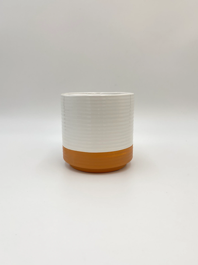 Flamingo Ceramic White Houseplant Pot, Plant Indoor Planter, Terracotta Bottom, House Plant, Gift, 13 cm External Diameter