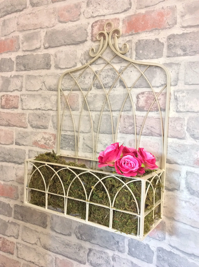 Medium Antique French Vintage Style Metal Garden Wall Planter Hanging Basket Pot Holder