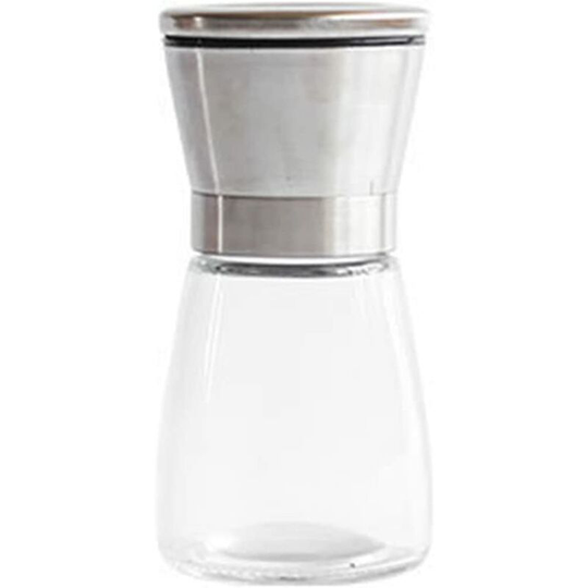 Devenirriche - Manual Spice Grinder, Peppercorns and Himalayan Pink Salt, Stainless Steel and Glass Salt and Pepper Shaker with Adjustable Grinder
